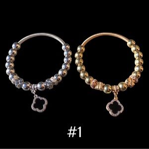 Elegant Silver and Gold Beaded Bracelet Set